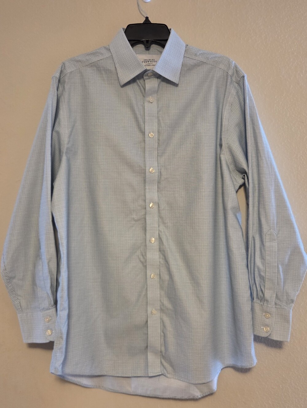 Charles Tyrwhitt Shirt 16.5 Non-Iron Classic Fit White Red Blue Check